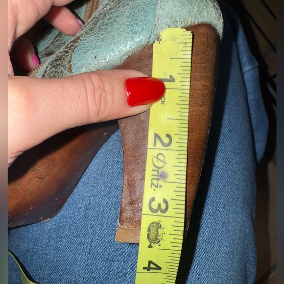 Vintage‎ Blue Leather Corral Zip Up Boots- Size 8 - Picture 11 of 11